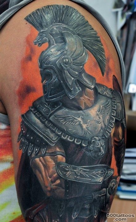 3d arm sleeve roman gladiator tattoo   3D Tattoos_25