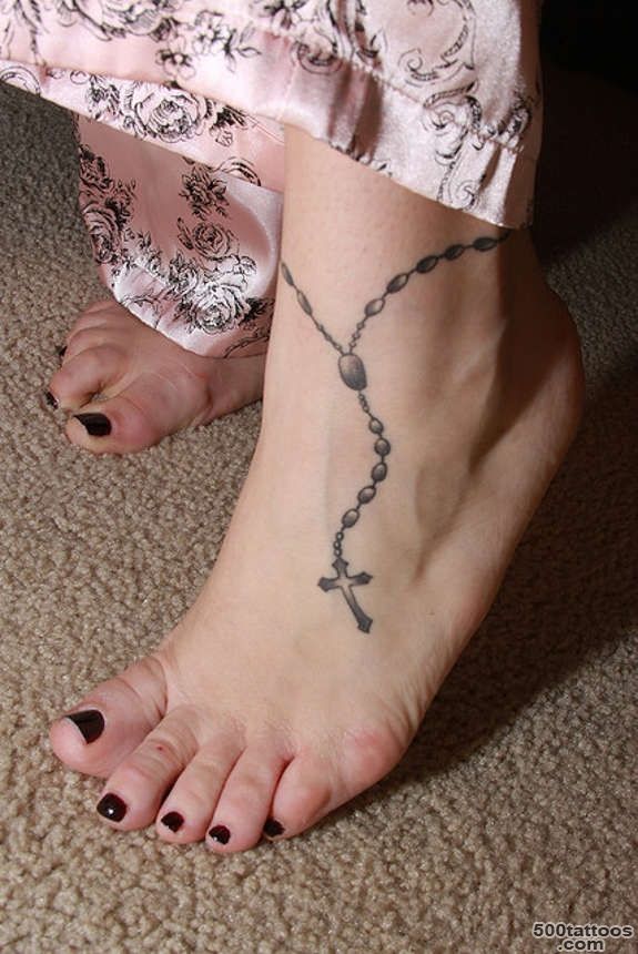 18 Blessed Cross amp Rosary Ankle Tattoos_29