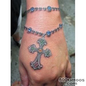 Awesome Black And Grey 3D Rosary In Hand Tattoo On Forearm_50