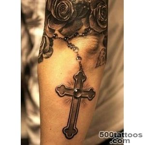 Roses with cross rosary tattoo  Tats  Pinterest  Rosary Tattoos _18