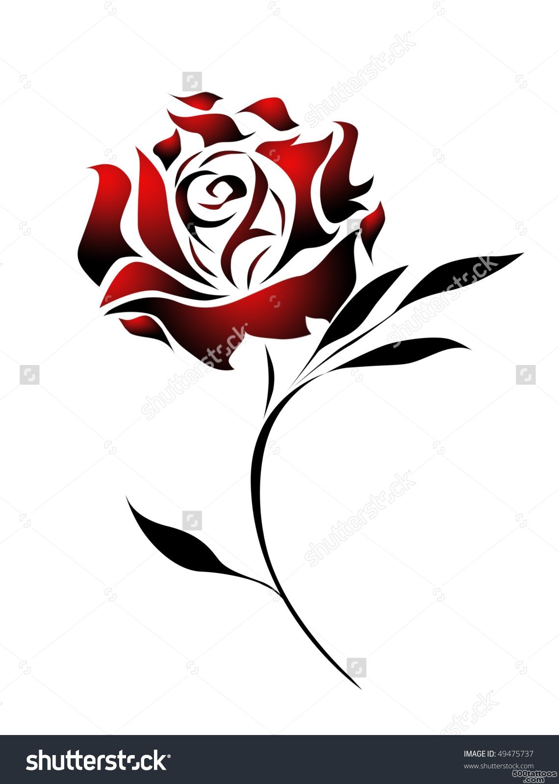 Red Rose Tattoo Design With Path Stock Photo 49475737  Shutterstock_39