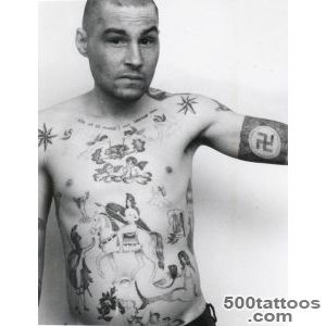 Traditional russian tattoo with dynamic linework on the chest