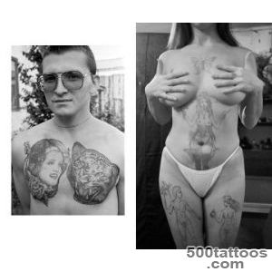 A neo-traditional russian tattoo on the spine with elegant detail