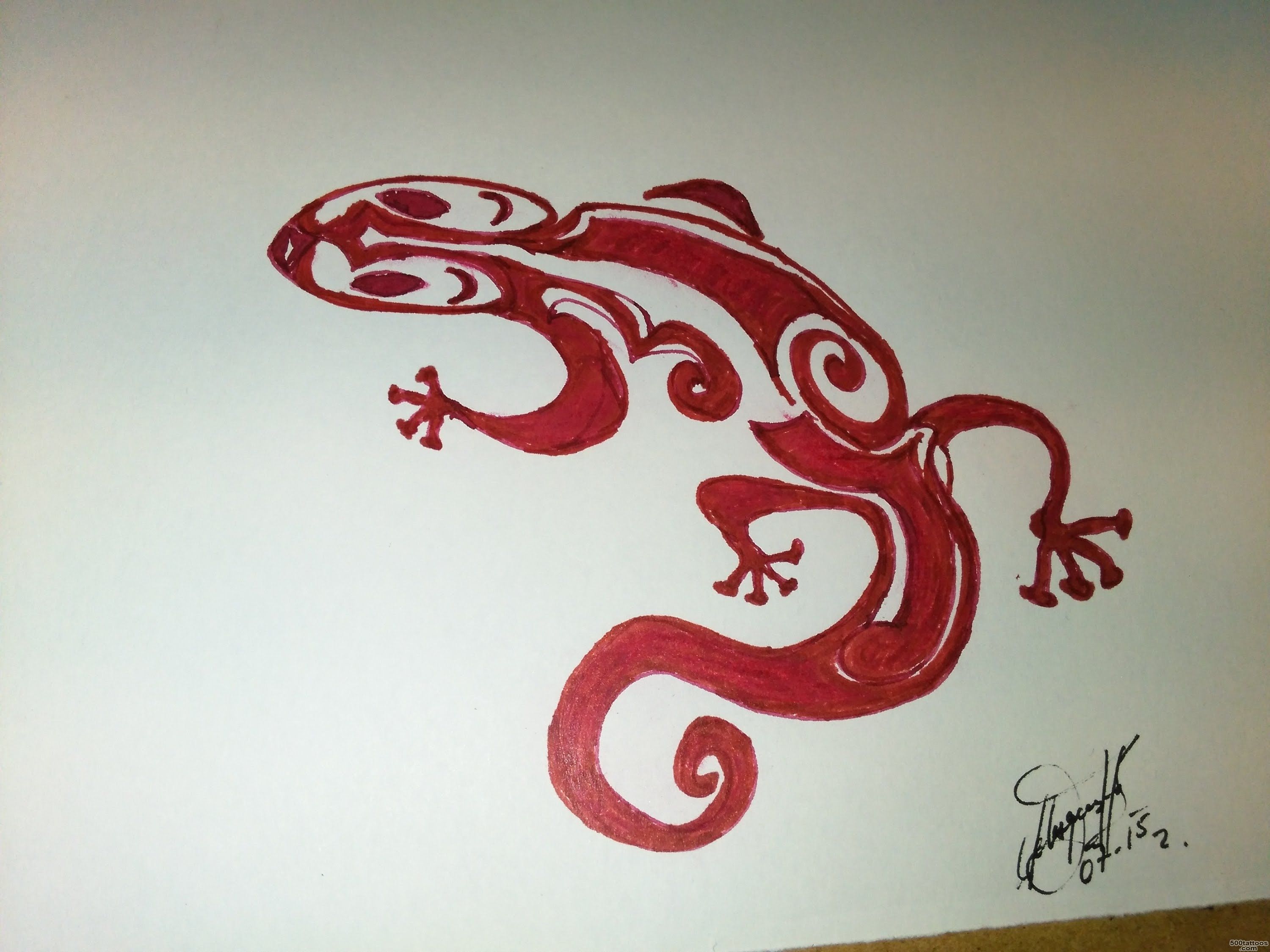 How to draw a salamander for tattoo (Ink), Como dibujar una ..._48