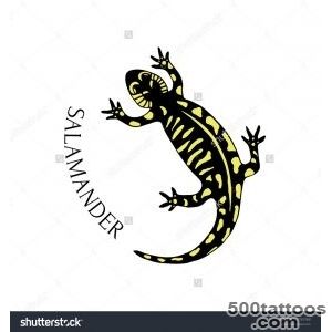 Hand Drawn Salamander In Black And Yellow Color Vector For Tattoo _40