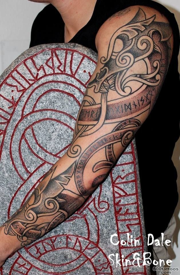 Amazing scandinavian runes and patterns tattoo on full sleeve ..._5