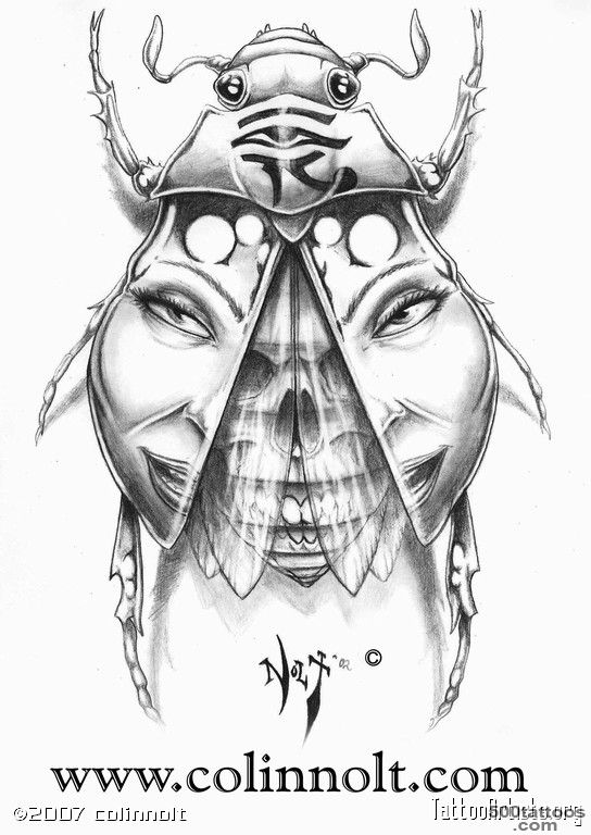 Egyptian Scarab Tattoo Designs Sketch Coloring Page_49