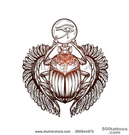 Isolated Vector Tattoo Image Black Scarab Beetleon A White ..._32