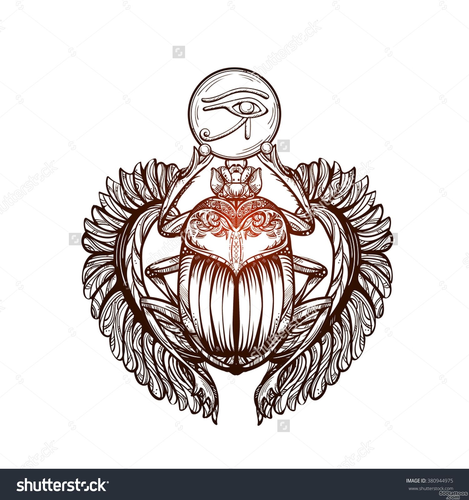 Isolated Vector Tattoo Image Black Scarab Beetleon A White ..._42