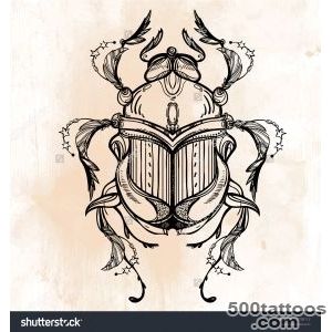 Beautiful Hand Drawn Scarab Beetle, Insect Vintage Style Tattoo _13