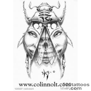 Egyptian Scarab Tattoo Designs Sketch Coloring Page_49