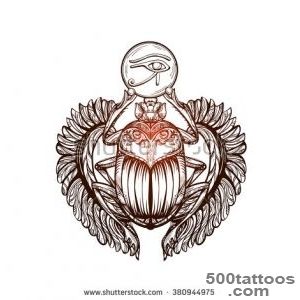 Isolated Vector Tattoo Image Black Scarab Beetleon A White _32