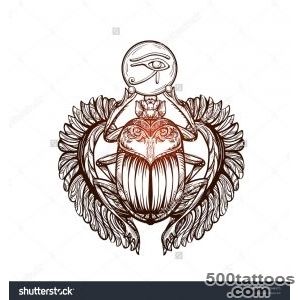 Isolated Vector Tattoo Image Black Scarab Beetleon A White _42