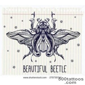 Linear Hand Drawn May Bug Or Scarab Beetle Vintage Doodle Style _46