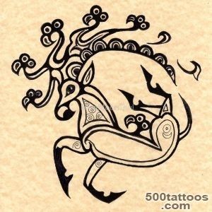Scythian Deer Tattoo Ink Drawing inspired by The Ice Princess by _42