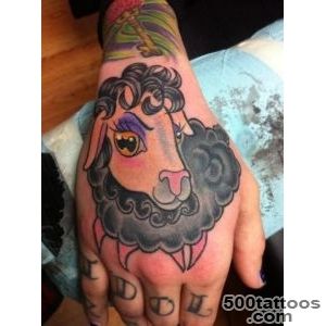 Cute girly colorful sheep tattoo on hand   Tattooimagesbiz_26