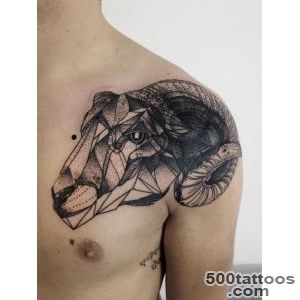 Sheep head black ink tattoo on shoulder   Tattooimagesbiz_22