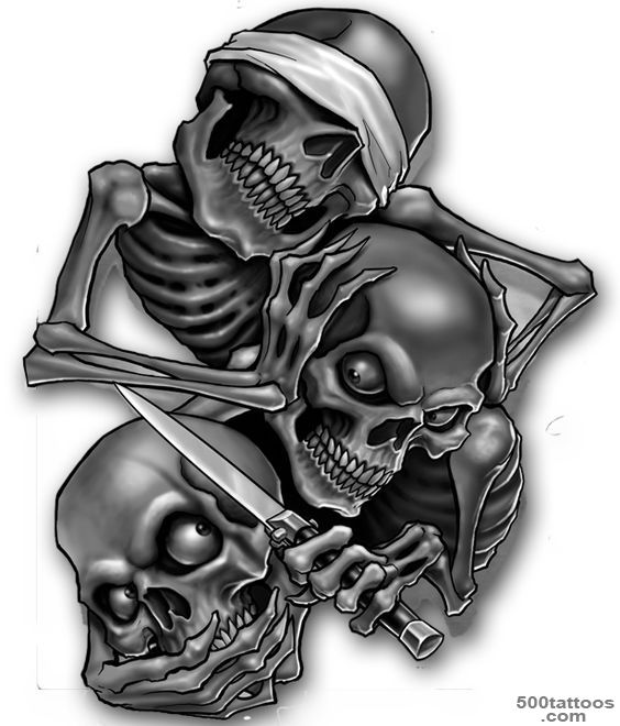 Scary Skulls  tattoos skulls evil see hear speak no tattoo o o ..._19