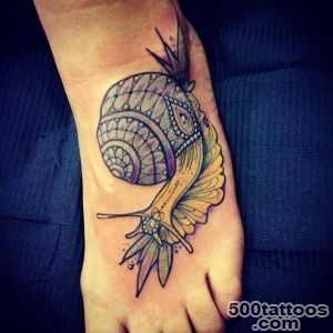 Beautifuly Patterned Snail Tattoo On Foot_14