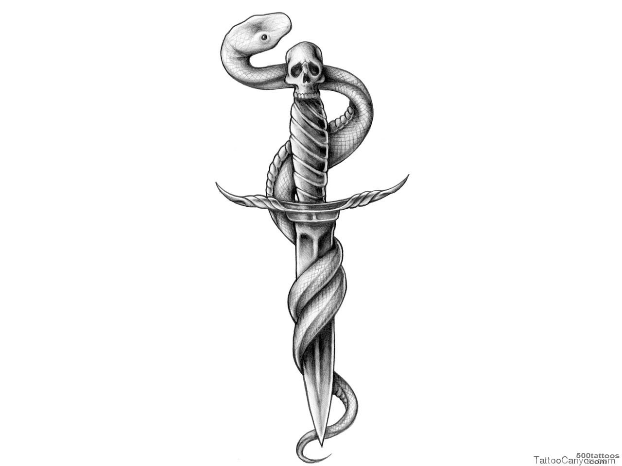 Skull Dagger n Snake Tattoo Design   Tattoes Idea 2015  2016_43