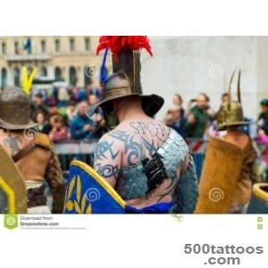 Spqr Tattoo On Man Dressed As Roman Soldier During A March In Rome _38