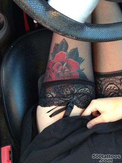 Stockings and Flower Rose tattoo  Best Tattoo Ideas Gallery_49