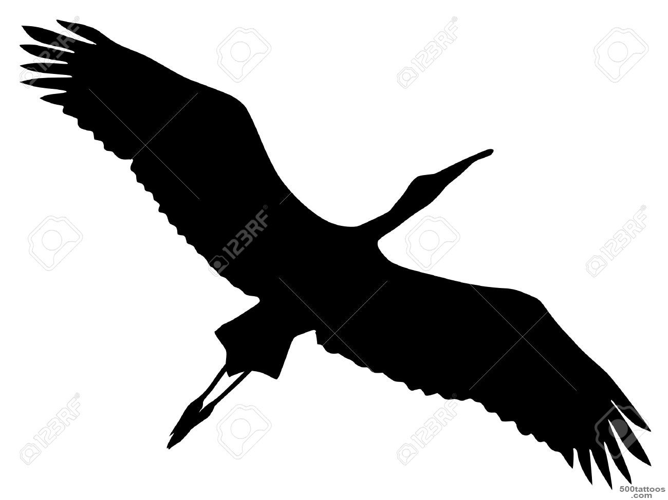 Illustration In Style Of Black Silhouette Of Stork Royalty Free ..._23