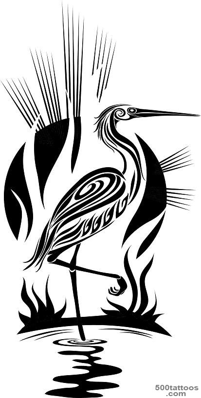 Tattoos Tattoos » Animal » stork tribal bird tattoo design_20