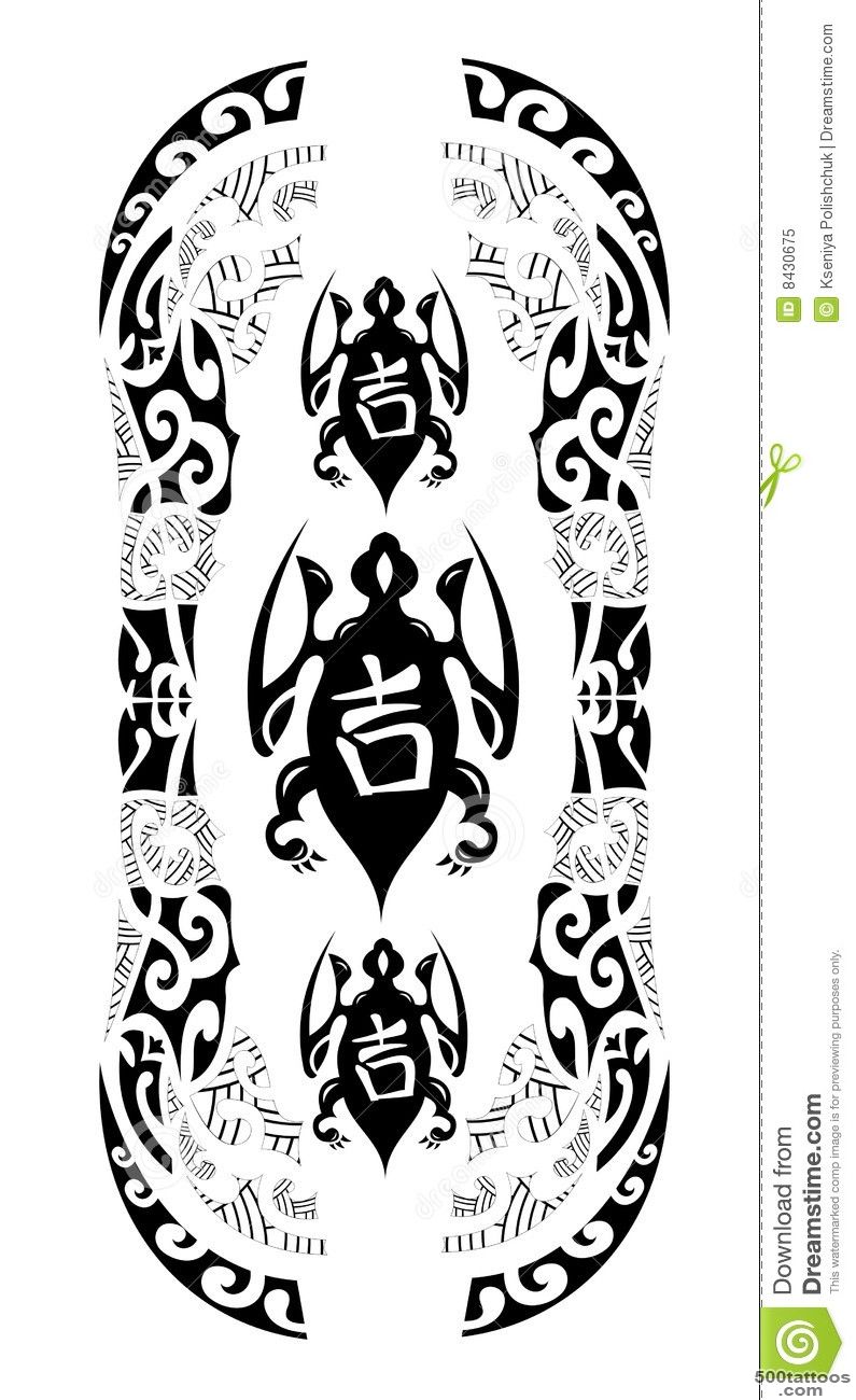 Three Tribal Turtle Tattoo With Sign Of Success. Royalty Free ..._48