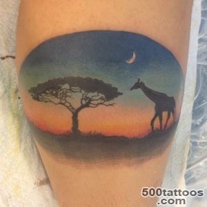 Giraffe at sunset tattoo by Isaac Bushkin @ Lady Luck Tattoo in _27