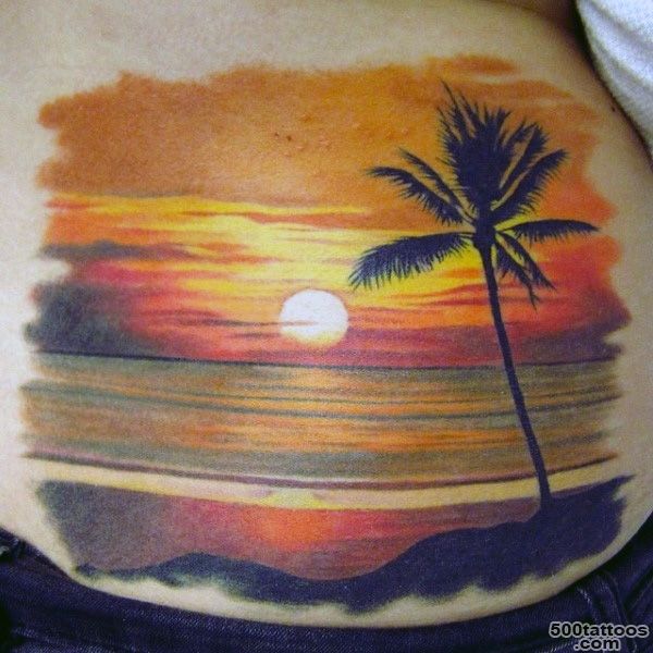 90 Sunset Tattoos For Men   Fading Daylight Sky Designs_17