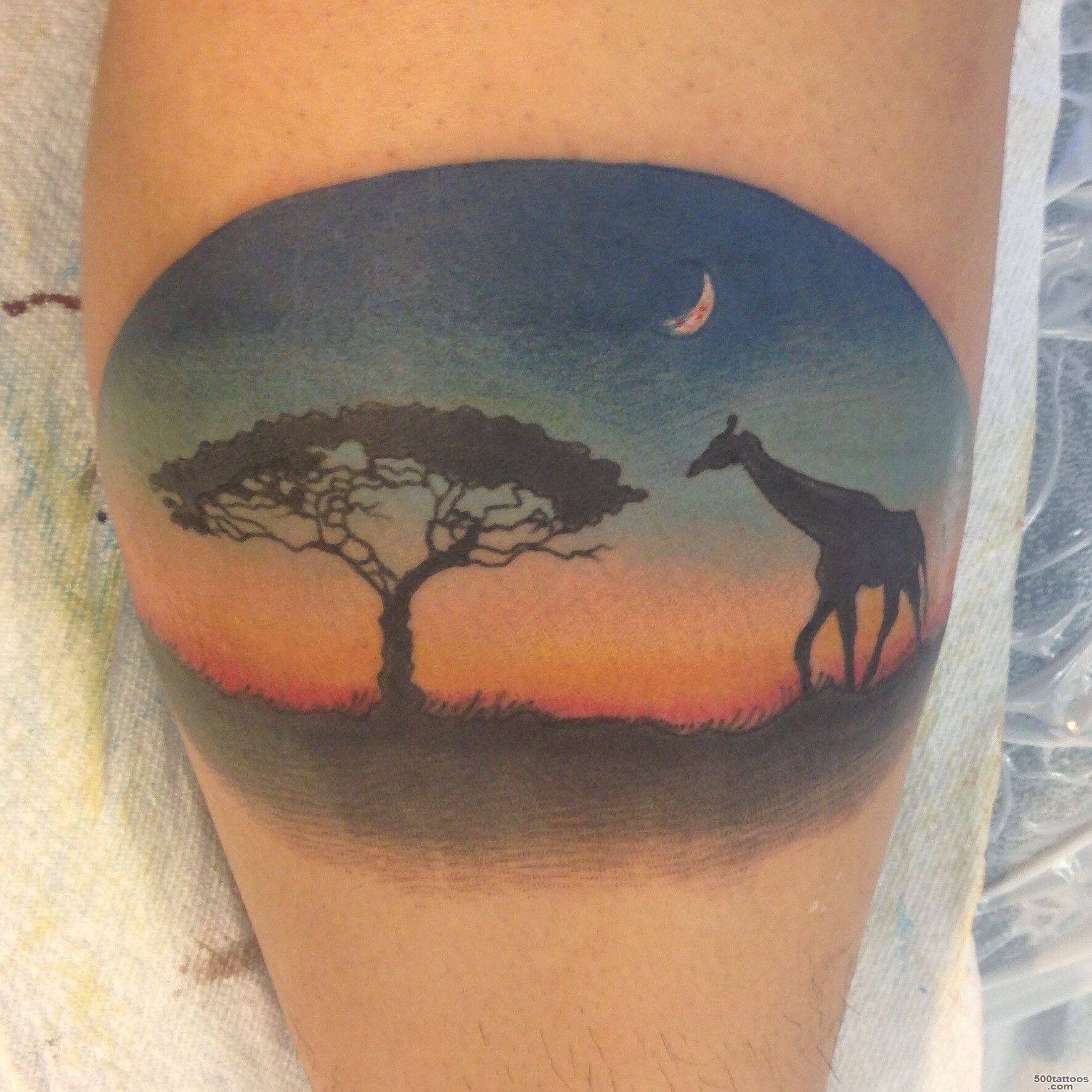 Giraffe at sunset tattoo by Isaac Bushkin @ Lady Luck Tattoo in ..._27