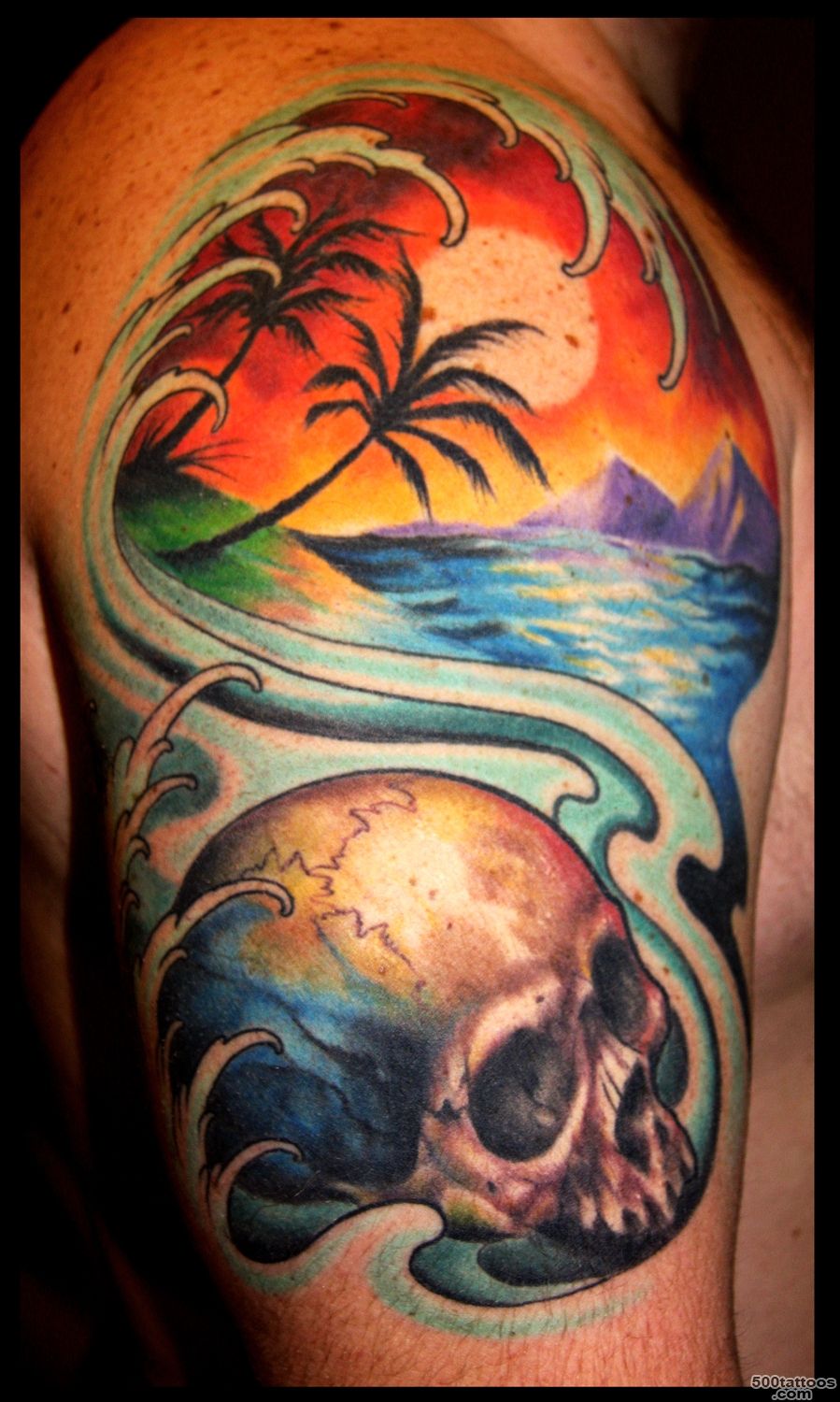 Sunset Lighthouse Tattoo On Full Back   Tattoes Idea 2015  2016_12