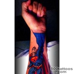 Colorful Superman Tattoo On Leg_33