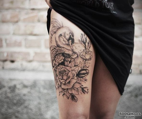 Amazing tribal black ink swan tattoo on ankle   Tattooimages.biz_21