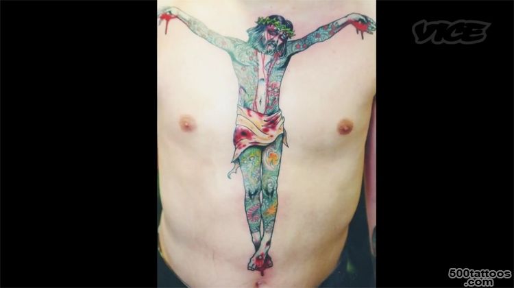 A striking tattoo age tattoo using sketch technique on the back