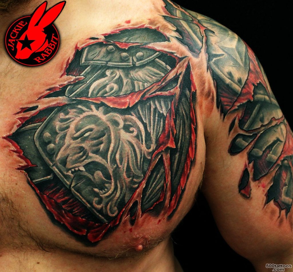 Armor And Lion Tattoos On Shoulder  Fresh 2016 Tattoos Ideas_34