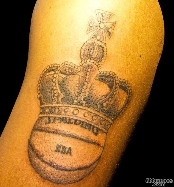 Crown and basketball on arm tattoo   Tattooimages.biz_27