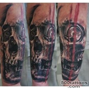 skull tattoo and elements of biomechanics   Skull tattoos_24