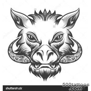 Boar Head Drawn In Tattoo Style Isolated On White Stock Vector _48