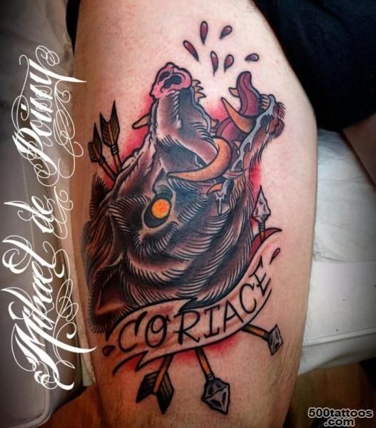 Tattoo by Mikael de Poissy  Wild Boar, Thighs and Tattoos and ..._32