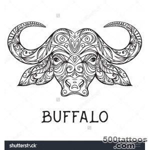 Buffalo Head With Abstract Ornament Tattoo Art Design Concept _22