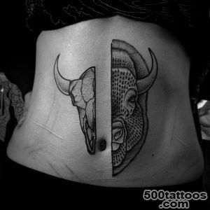 Half Skull Half Buffalo tattoo  Best Tattoo Ideas Gallery_7