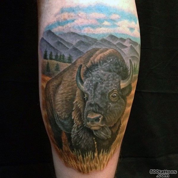 70 Bison Tattoo Designs For Men   Buffalo Ink Ideas_27