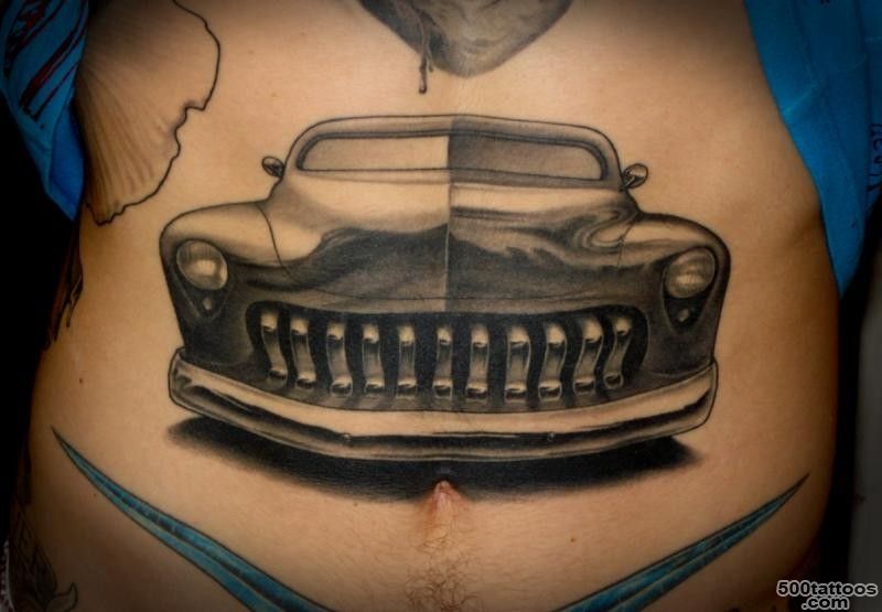 Amasing scheme of motor cars tattoo on ribs   Tattooimages.biz_35