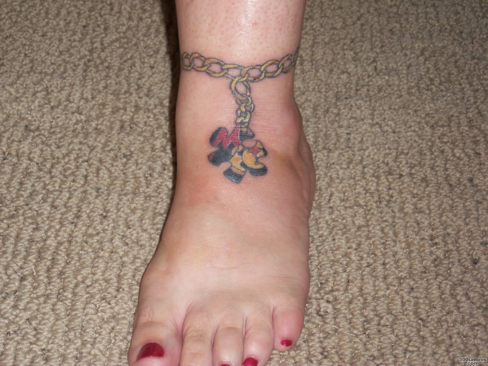 ankle bracelet tattoo with charms   motherdaughtertattoo_16