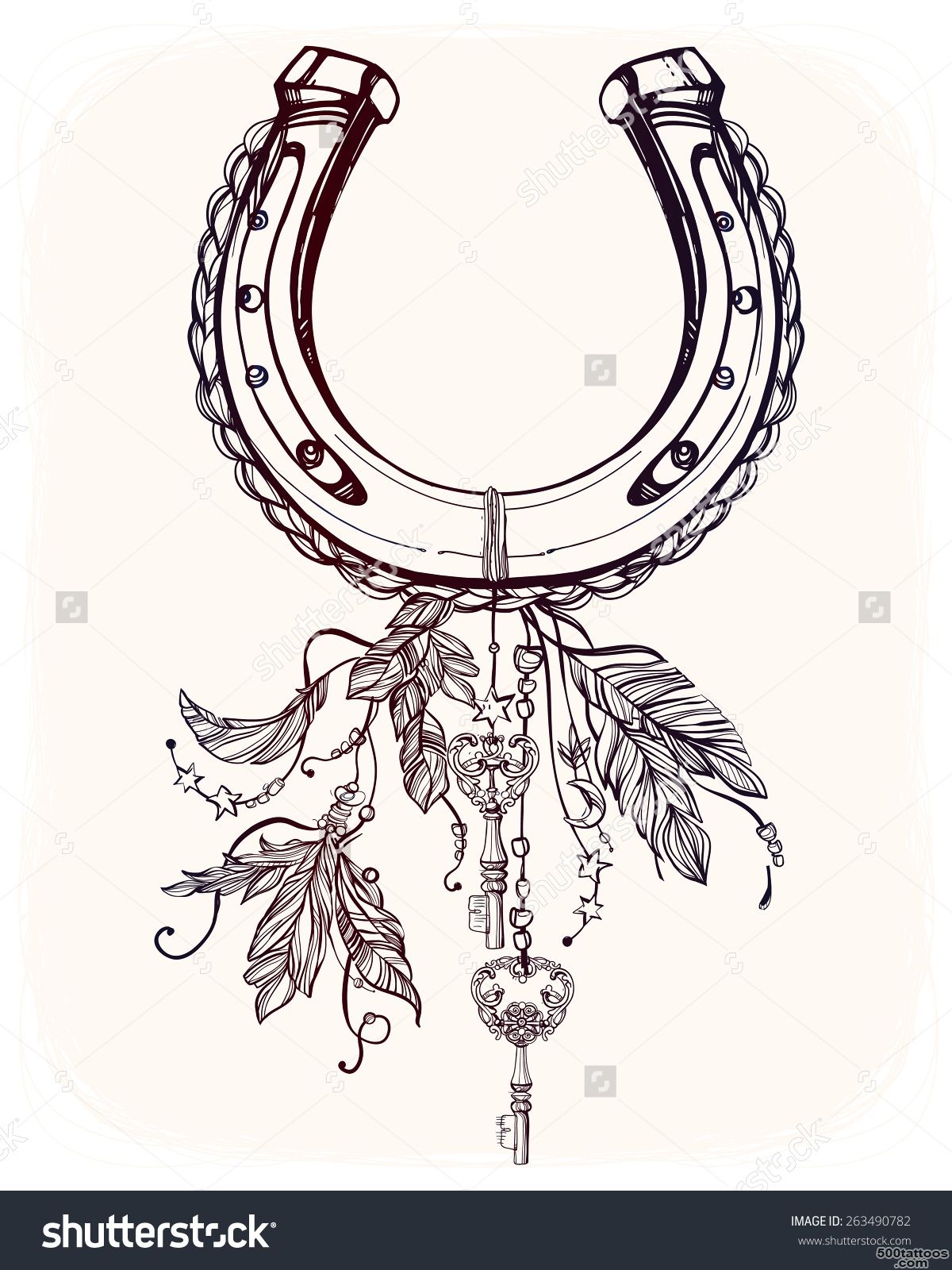 Elegant Good Luck Horseshoe Amulet Charm With Feathers And Stars ..._29