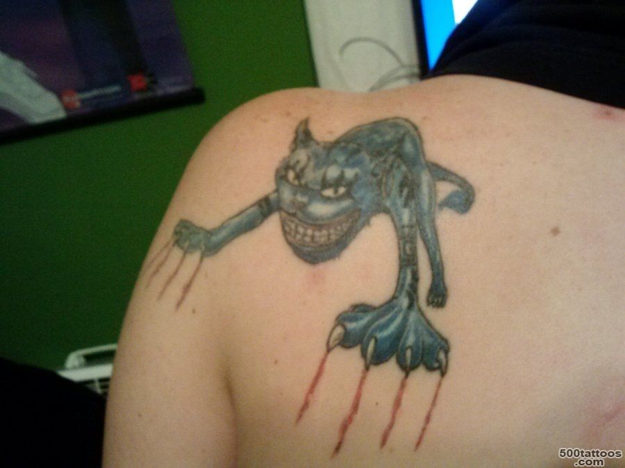 11+ Cheshire Cat Back Shoulder Tattoos_37