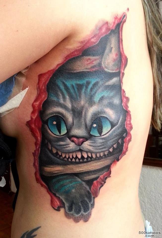 Creepy cheshire cat tattoo in skin rip   Tattooimages.biz_16