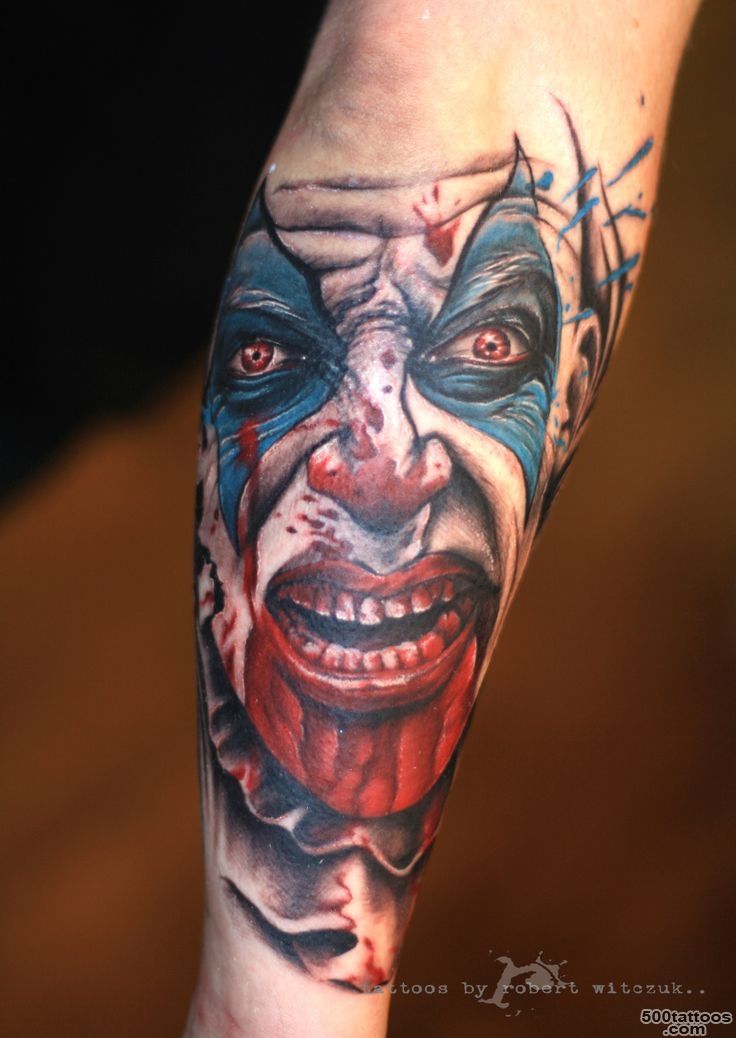 Clown Tattoo by Robert Witczuk  colour tattoos  Pinterest ..._37